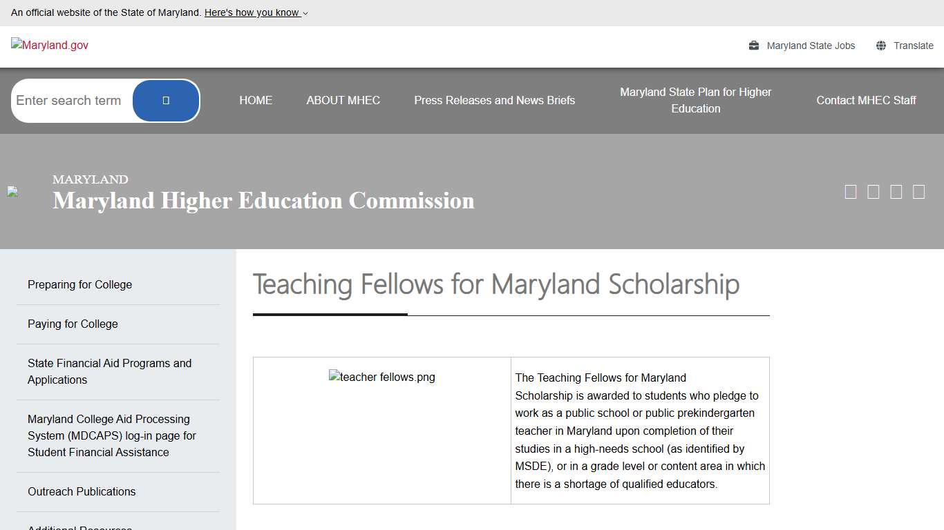 Teaching Fellows for Maryland Scholarship